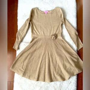 Lilly Pulitzer girls gold sparkly dress isz L(8-10). Barely worn.